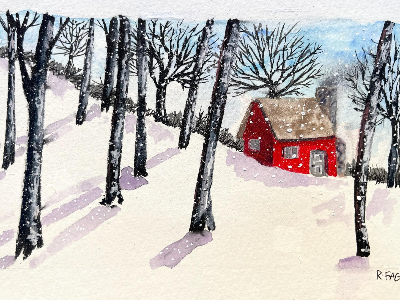 Ink and Wash Watercolor: Winter Scene